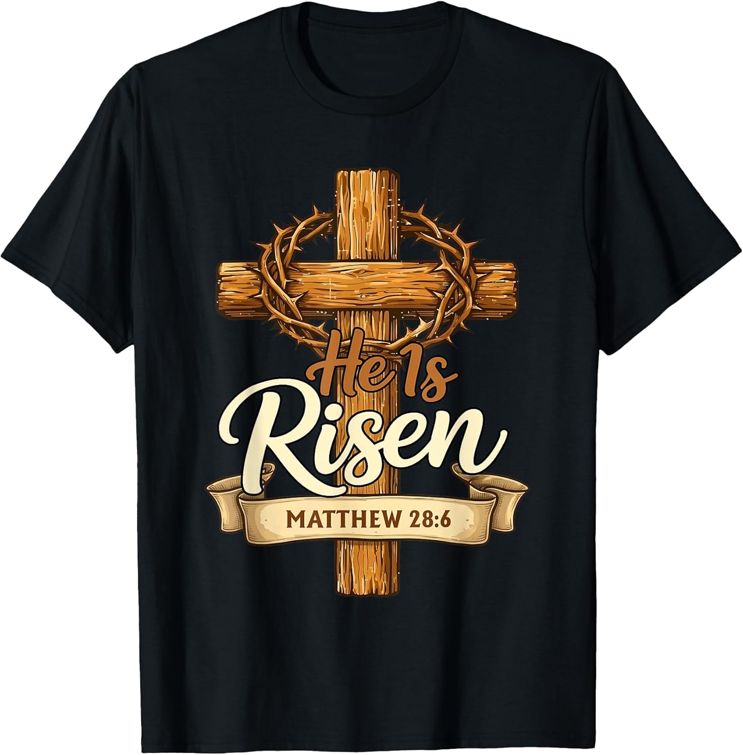 He is Risen Easter Cross Jesus Christian Religious Men Women T-Shirt