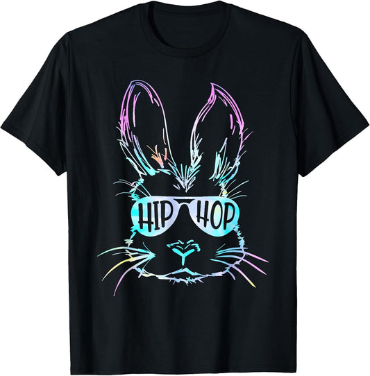 Hip Hop Happy Easter Bunny Face with Sunglasses Men Boy Kids T-Shirt
