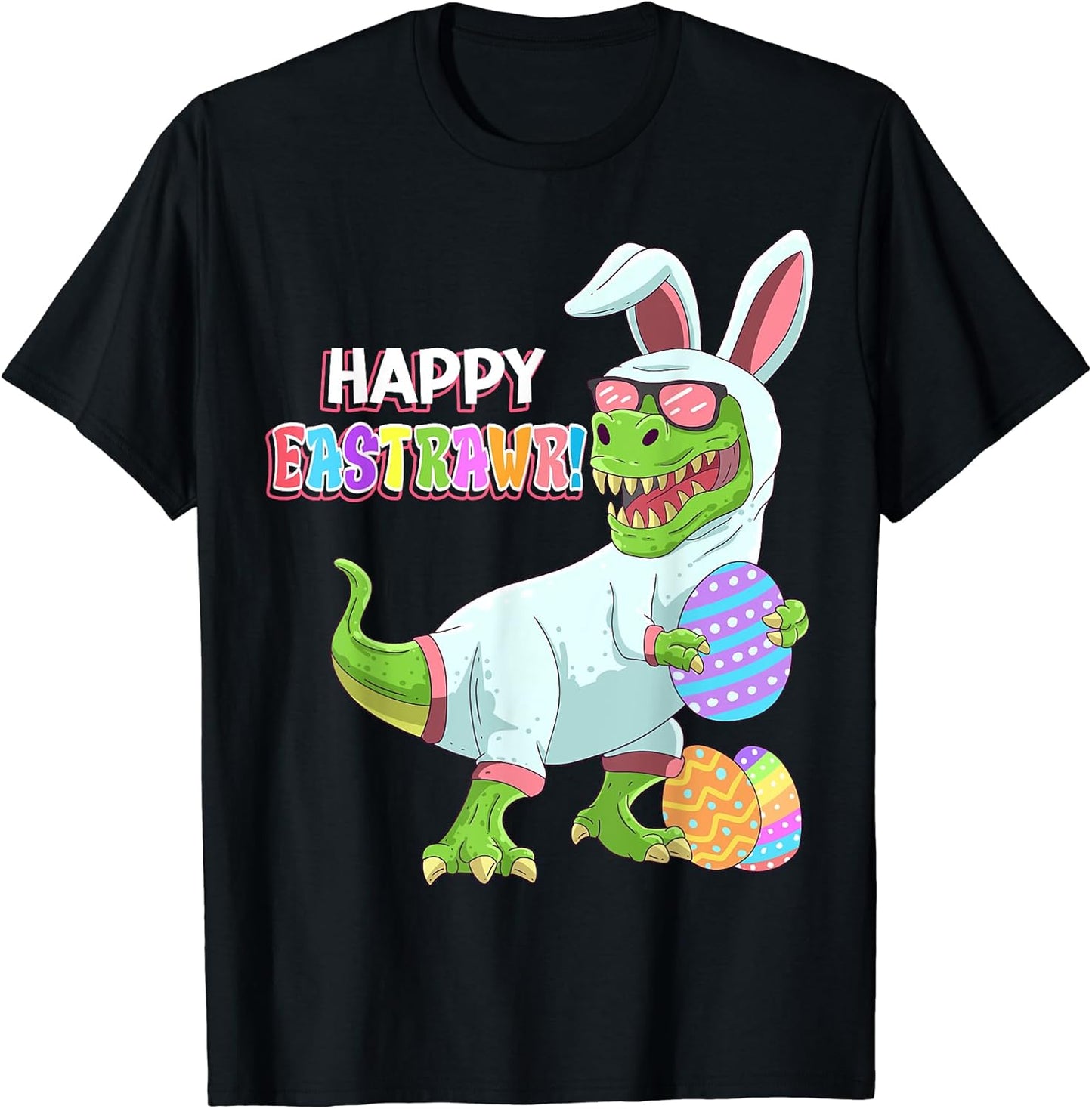 Happy Easter Day Dinosaur T Rex Easter Bunny Egg Kids T-Shirt