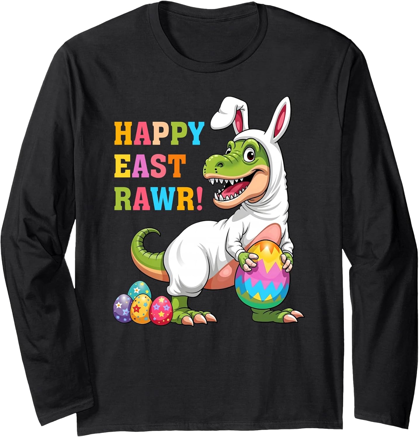 Bunny Dinosaur Easter Egg Hunt Funny Dinosaur T-Rex Easter Long Sleeve T-Shirt