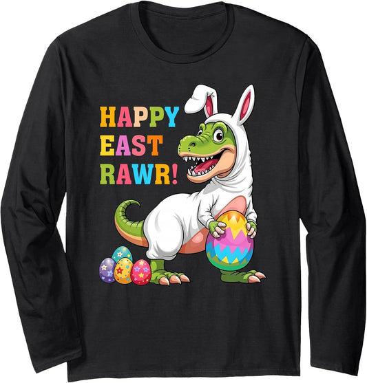 Bunny Dinosaur Easter Egg Hunt Funny Dinosaur T-Rex Easter Long Sleeve T-Shirt
