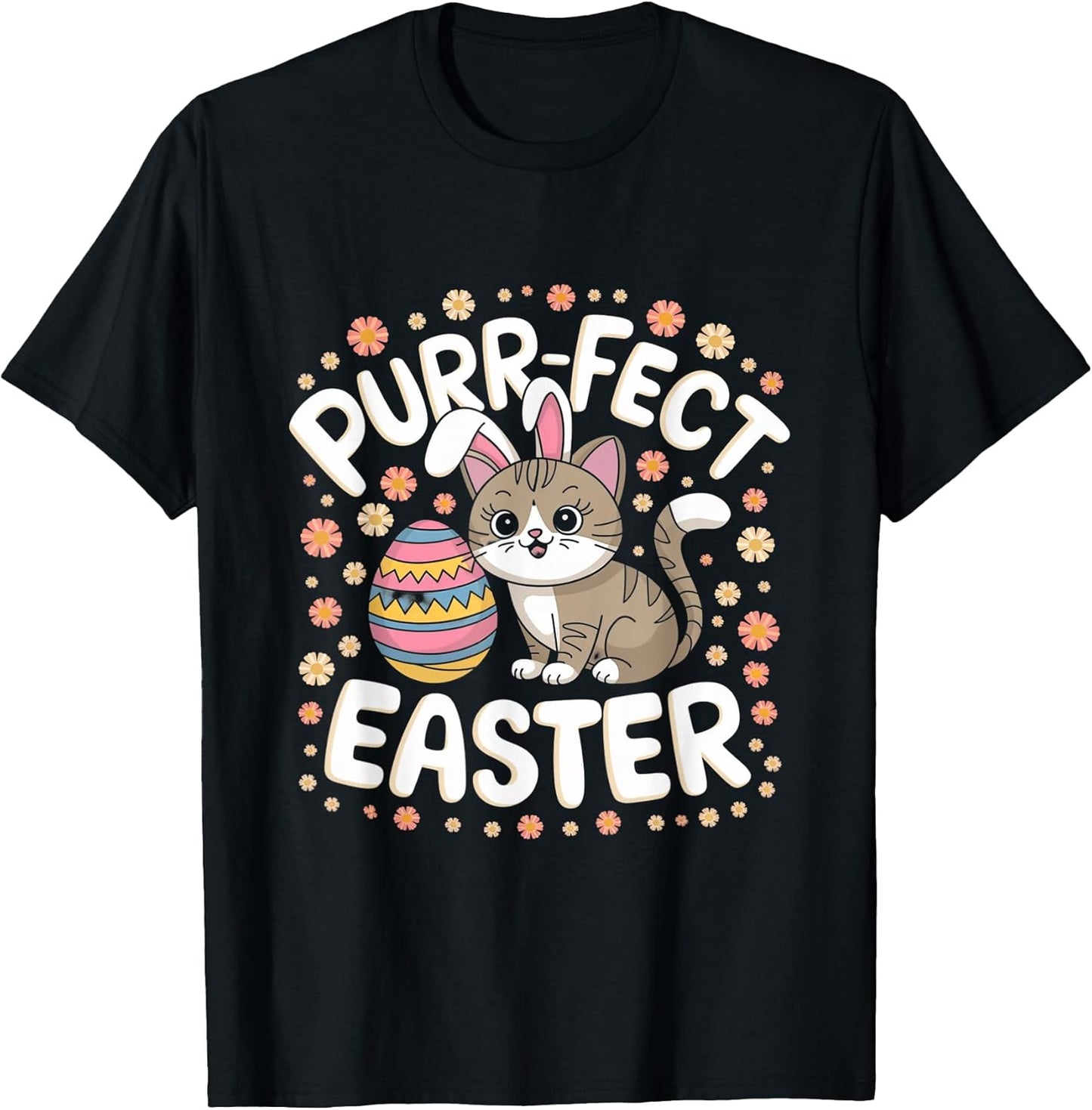 Cute Cat With Bunny Ears Fun Easter Pet Lover Design T-Shirt