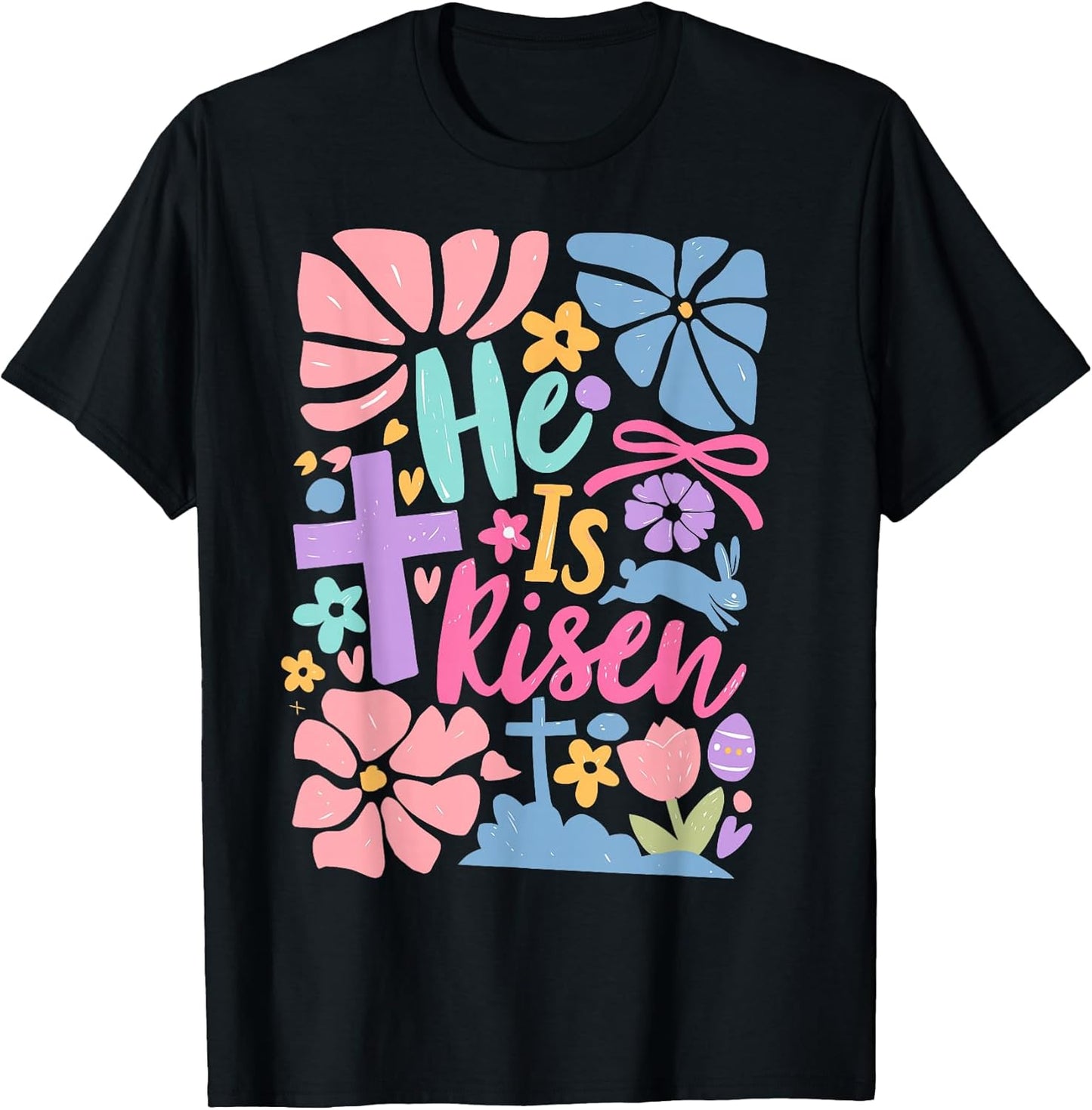 He is Risen Easter Cross Coquette Jesus Christian Religious T-Shirt