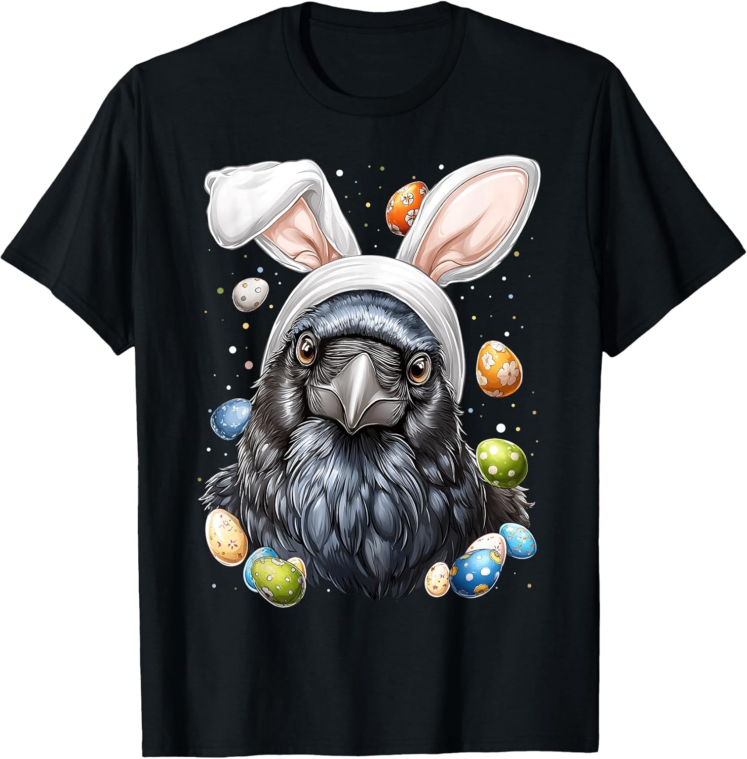 Crow Raven Easter Rabbit Eggs Bunny Ears T-Shirt