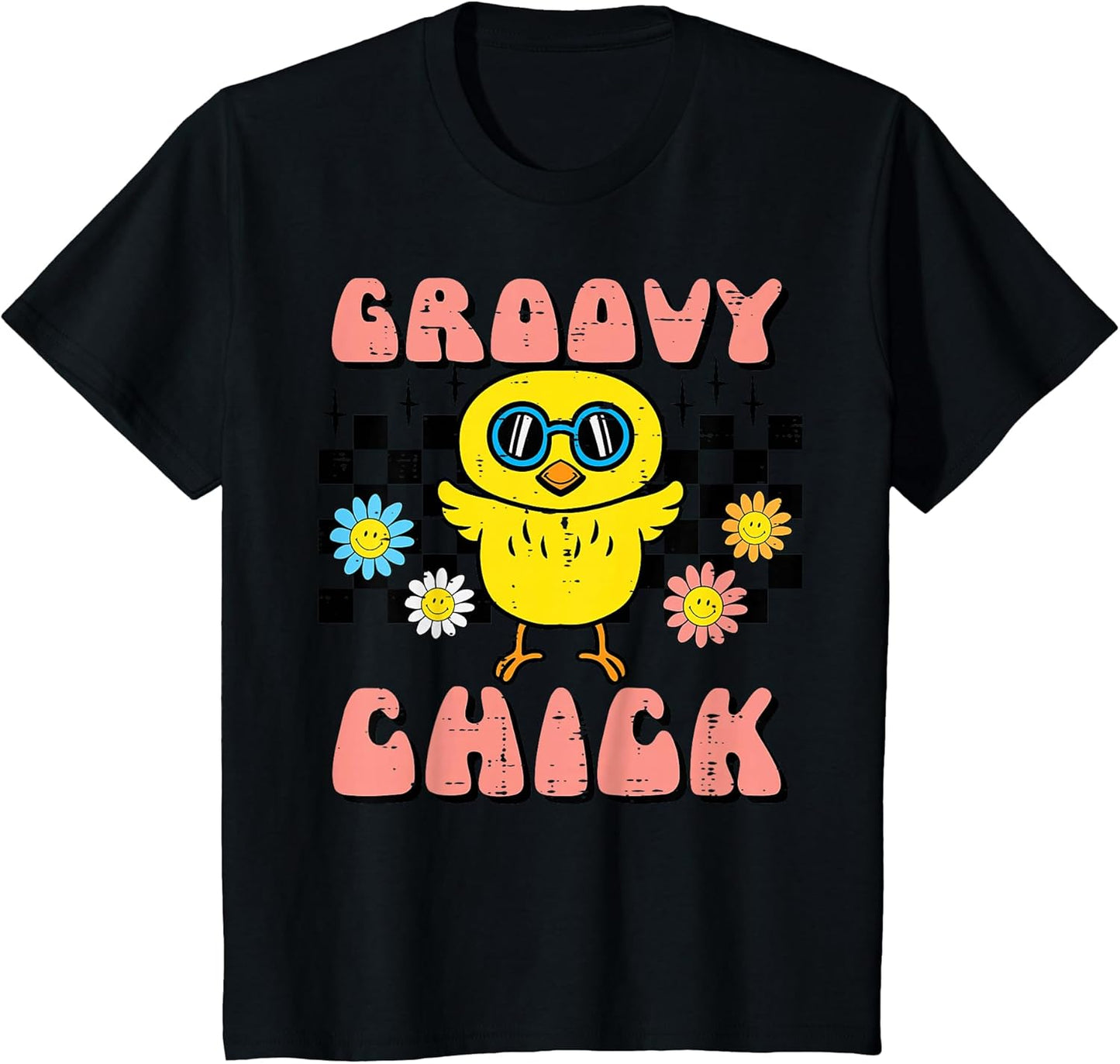 Kids Easter Groovy Chick Retro Girls Kids Toddler Youth Women T-Shirt