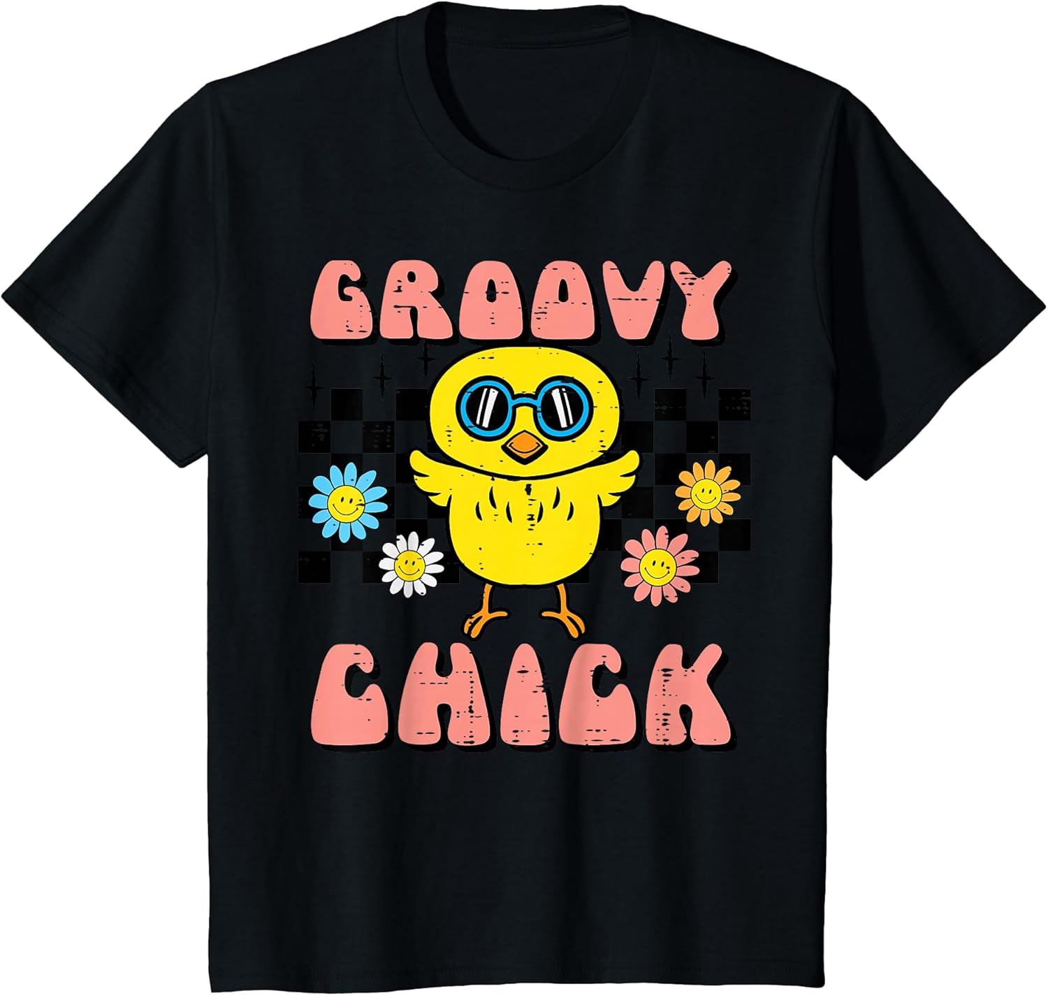 Kids Easter Groovy Chick Retro Girls Kids Toddler Youth Women T-Shirt