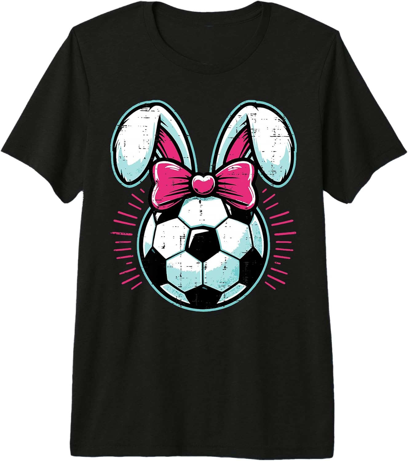 Easter Soccer Ball Bunny Ears Bow Cute Boys Girls Kids Youth Premium Tri-Blend T-Shirt