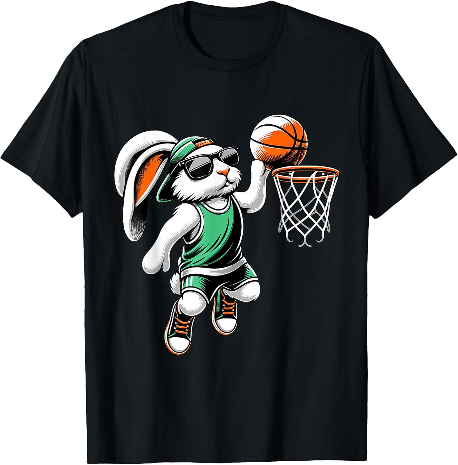 Kids Boys Happy Easter Bunny Playing Basketball Easter Sport T-Shirt
