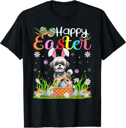 Shih Poo Dog Happy Easter Egg Hunt Bunny Ear Easter T-Shirt
