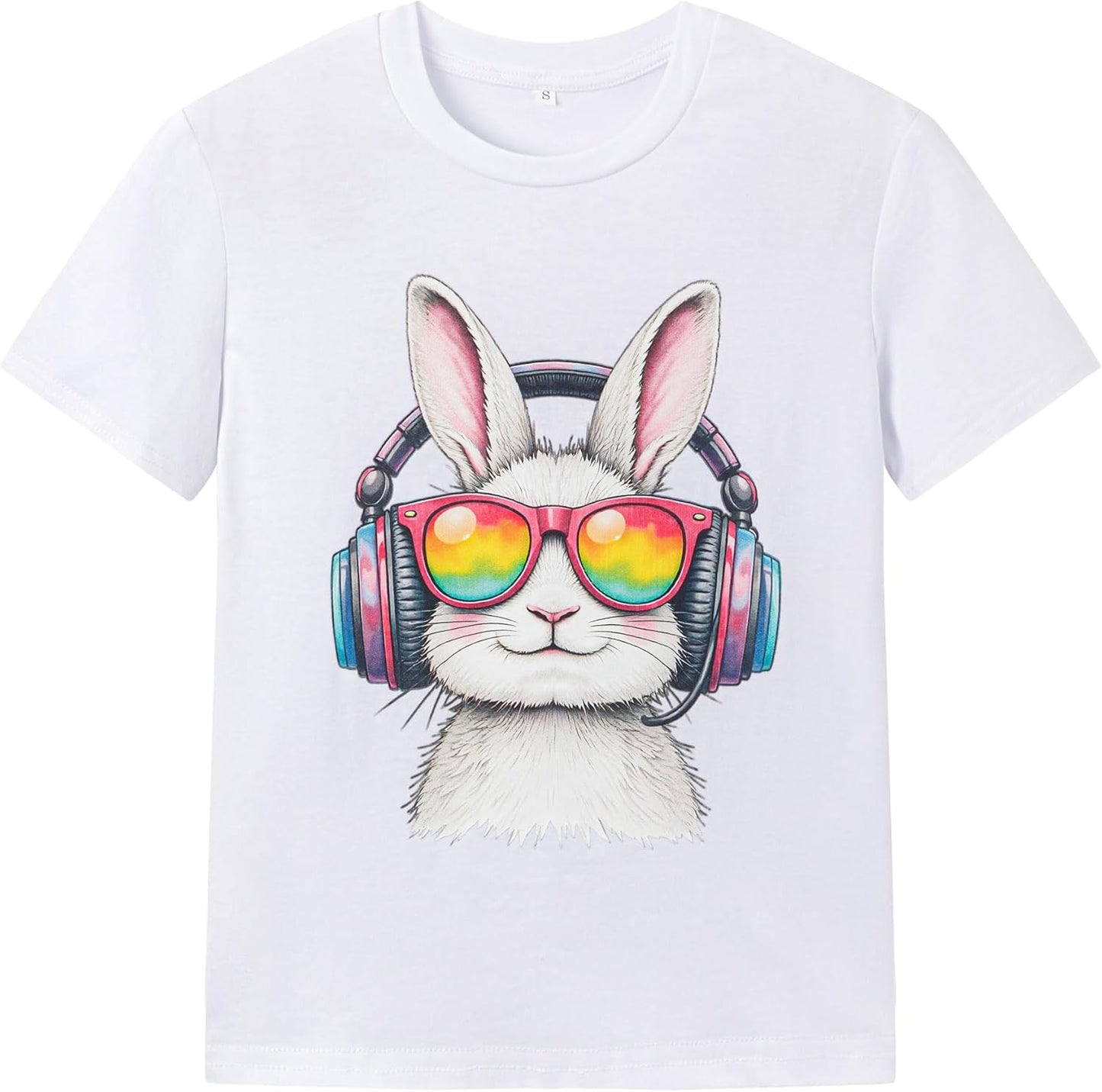 Easter Shirts for Boys Girls Summer Short Sleeve Shirts 7-14Y Rabbit Print