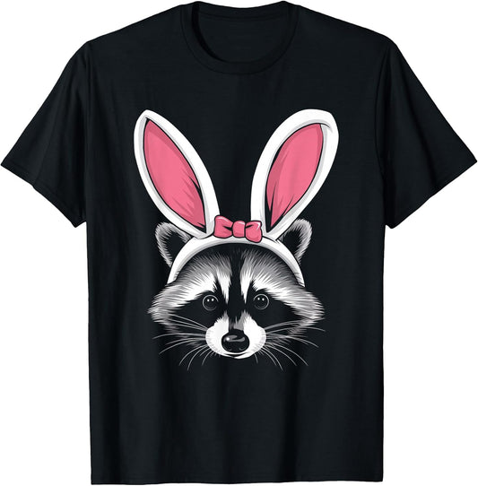 Raccoon with Bunny Ears Cute Easter Girls Kids Teens Racoon T-Shirt