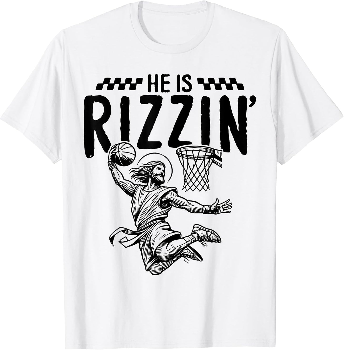 He is Rizzin, Easter Boys Basketball Jesus T-Shirt