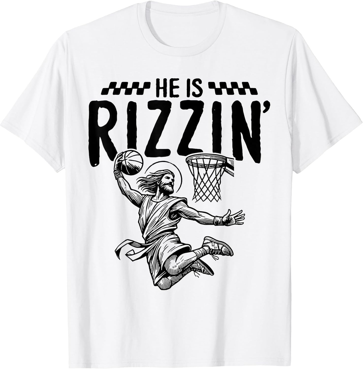 He is Rizzin, Easter Boys Basketball Jesus T-Shirt