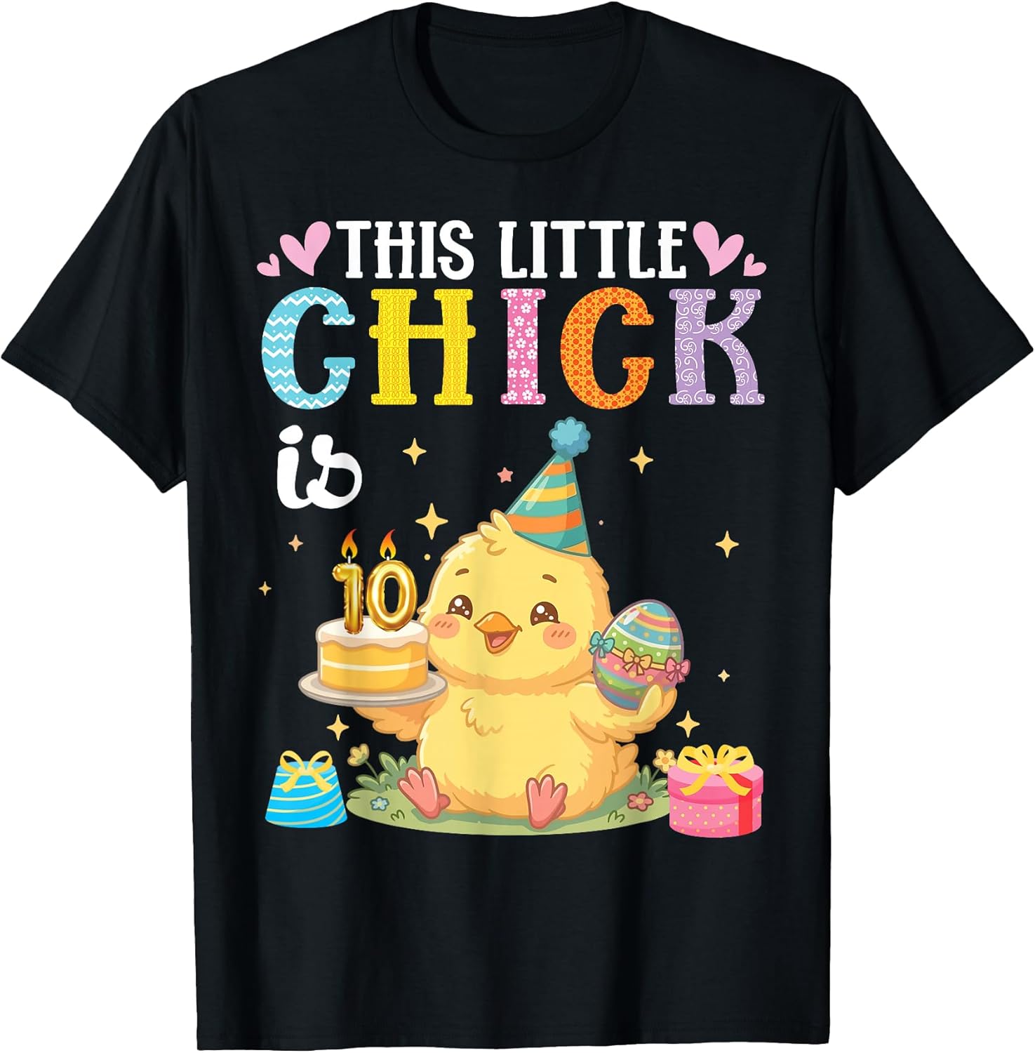 This Little Chick is 10 Years Old Birthday Easter Cute Girl T-Shirt