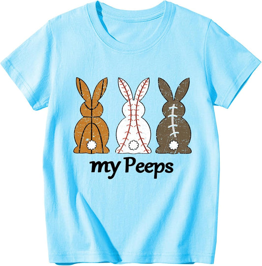 Boys Girls Easter Shirts Bunny Tshirt Short Sleeve Cotton Tee Funny Rabbit Graphic Tshirts 3-12 Years