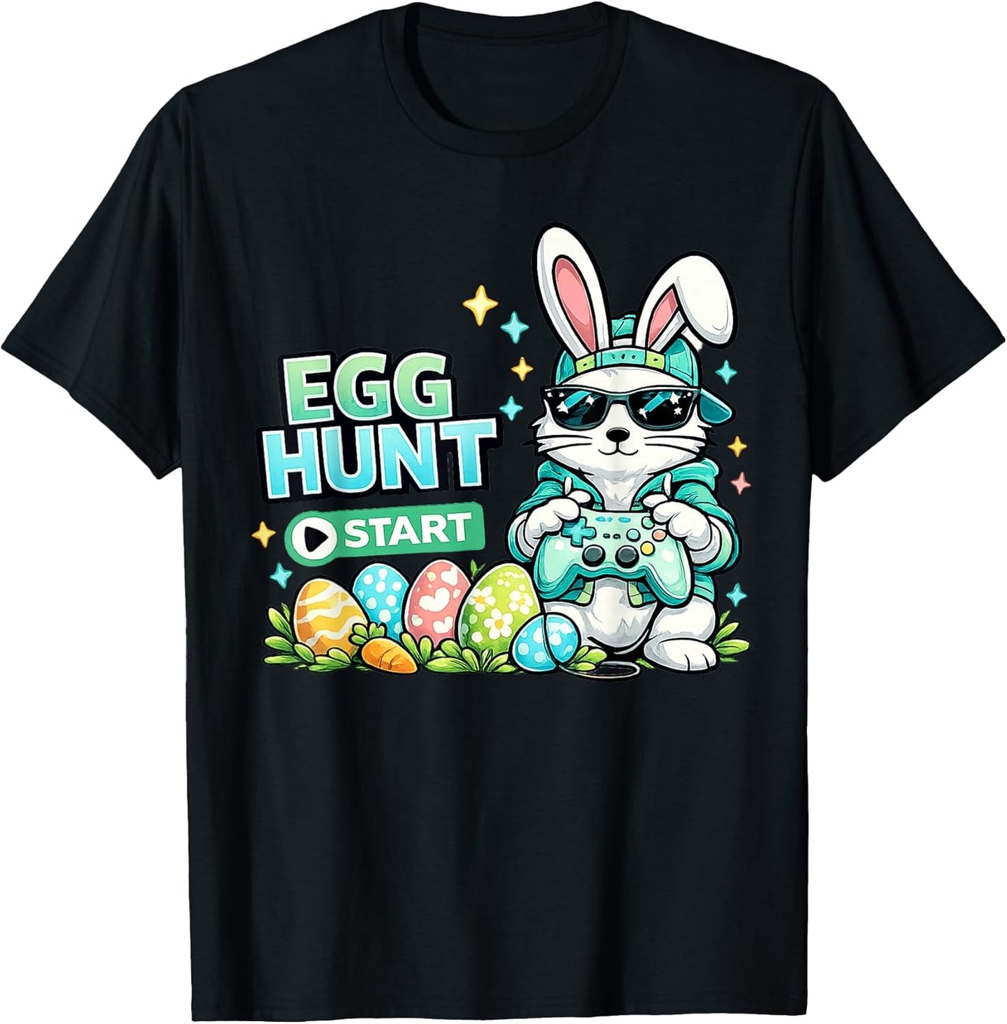 Happy Easter Day Egg Hunt Gamer Video Game Kids Men Boys T-Shirt
