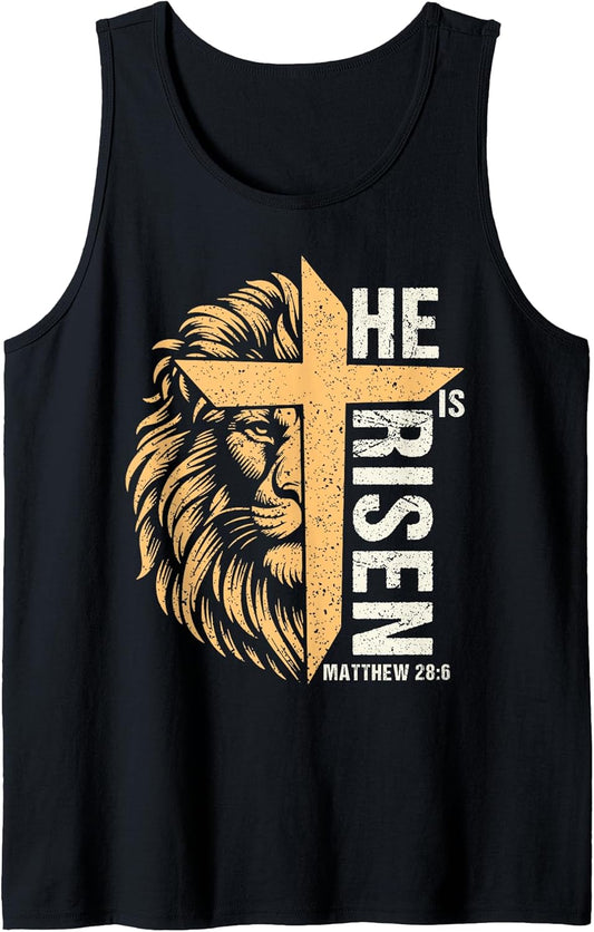 Easter Cross He Is Risen Jesus Christian Men Women Kids Tank Top