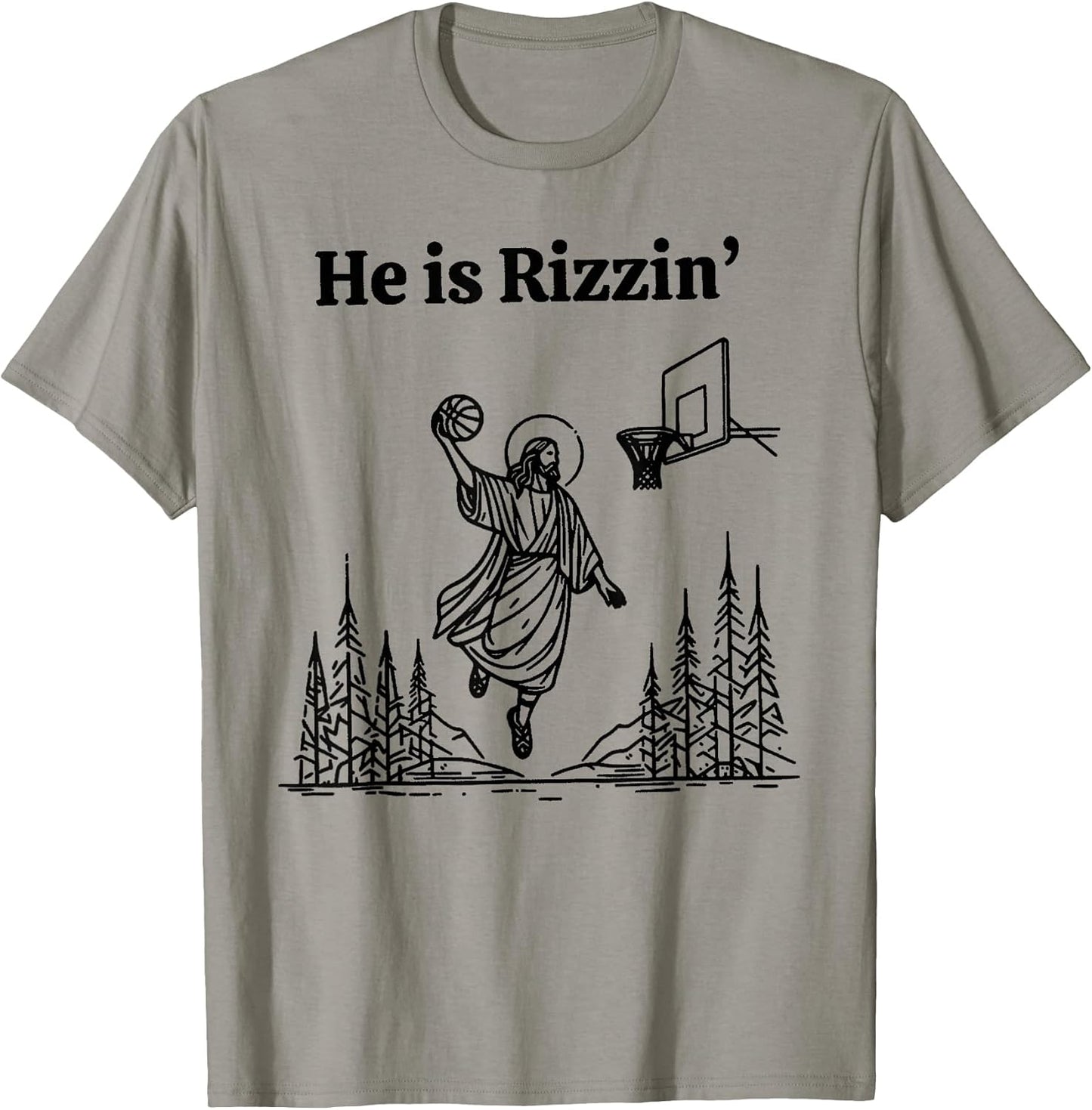 He is Rizzin Funny Basketball Retro Christian Religious Tee T-Shirt