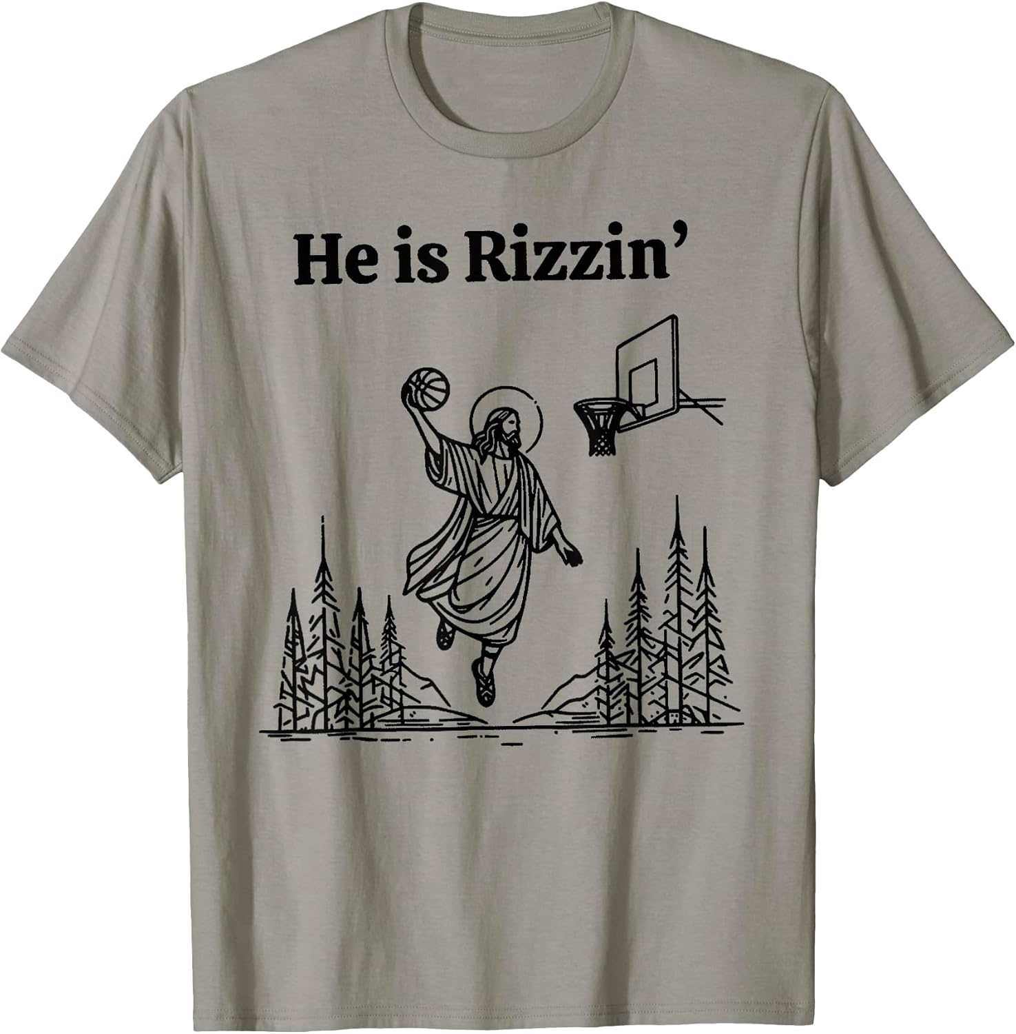 He is Rizzin Funny Basketball Retro Christian Religious Tee T-Shirt