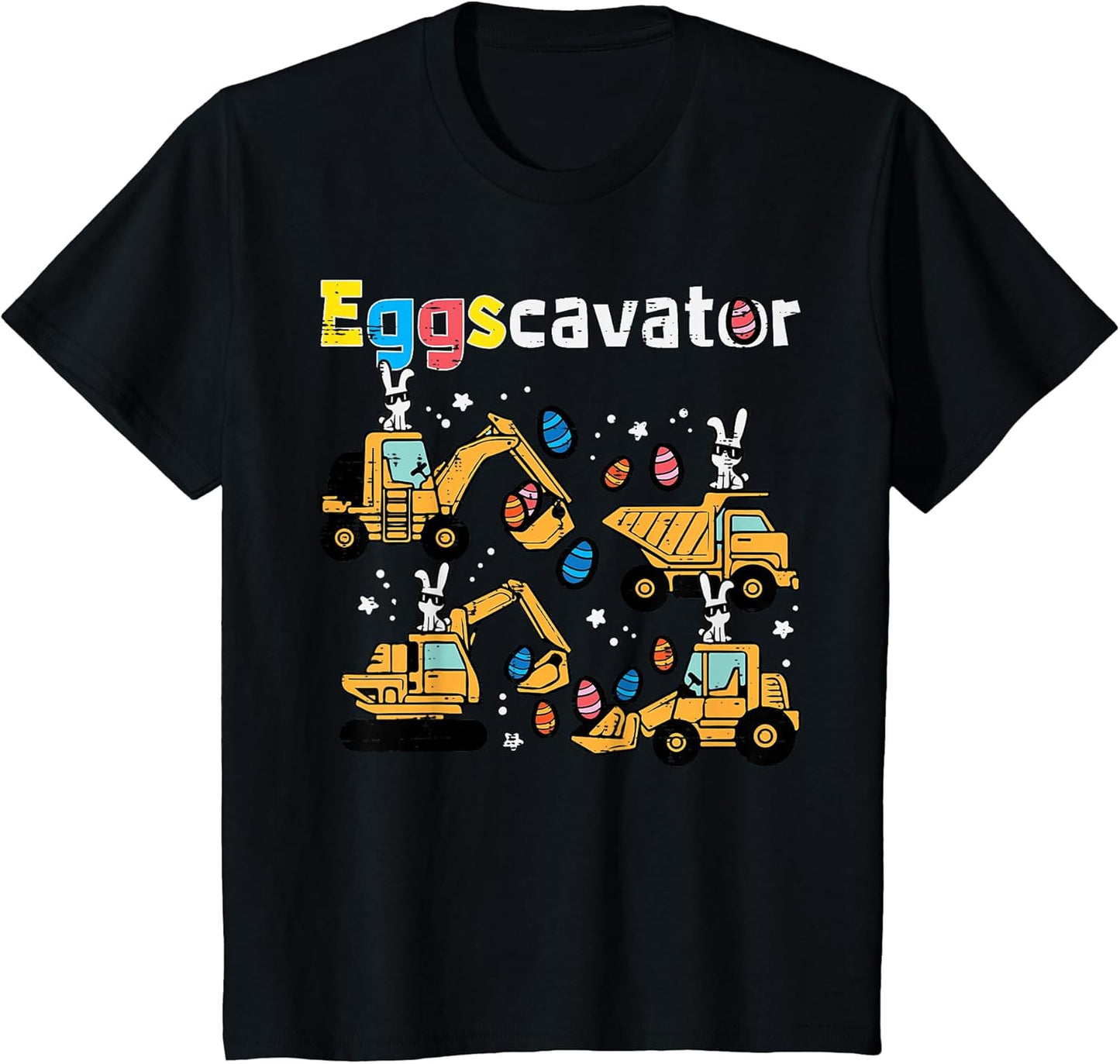 Kids Eggscavator Easter Egg Hunt Construction Trucks Toddler Boys T-Shirt