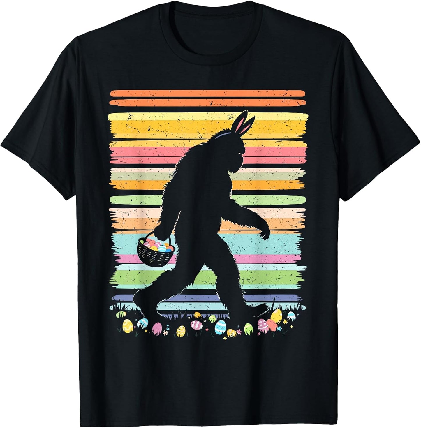 Retro Easter Outfit Pajamas Boys Bigfoot Sasquatch Easter T-Shirt