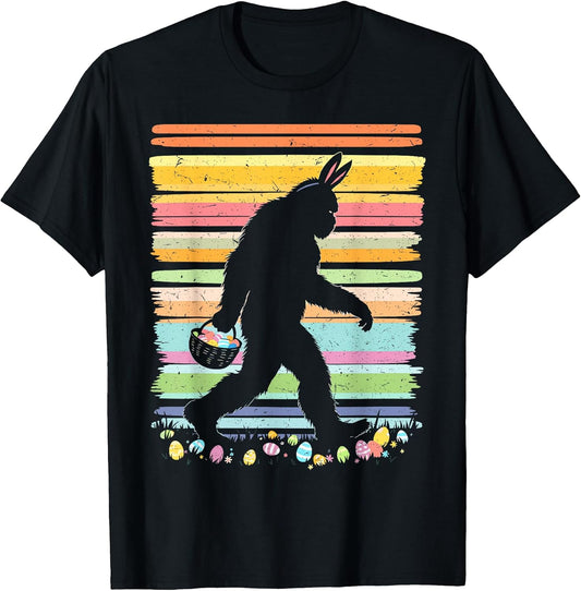 Retro Easter Outfit Pajamas Boys Bigfoot Sasquatch Easter T-Shirt