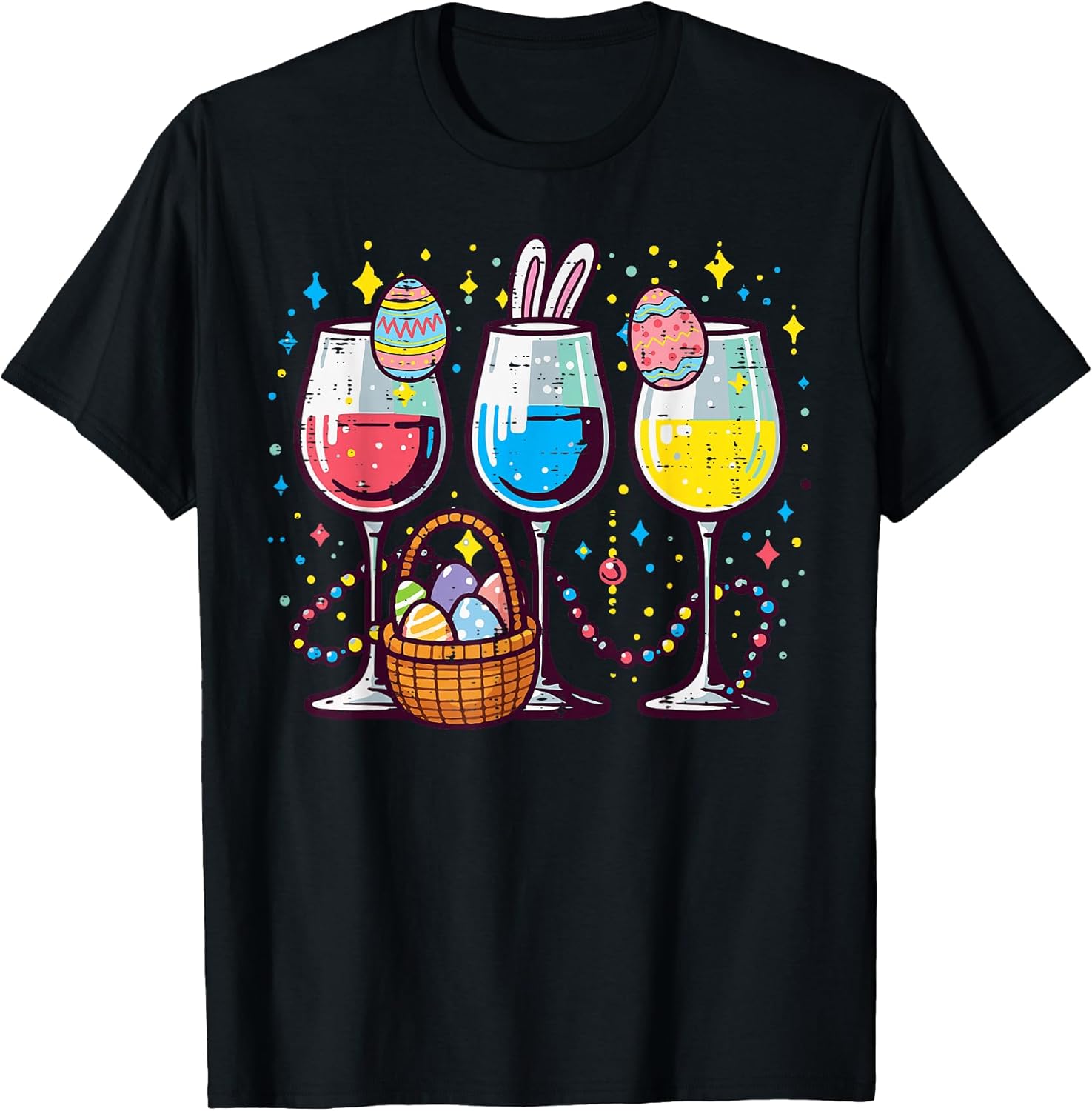 Easter Bunny Ears Glasses Funny Adult Men Women T-Shirt