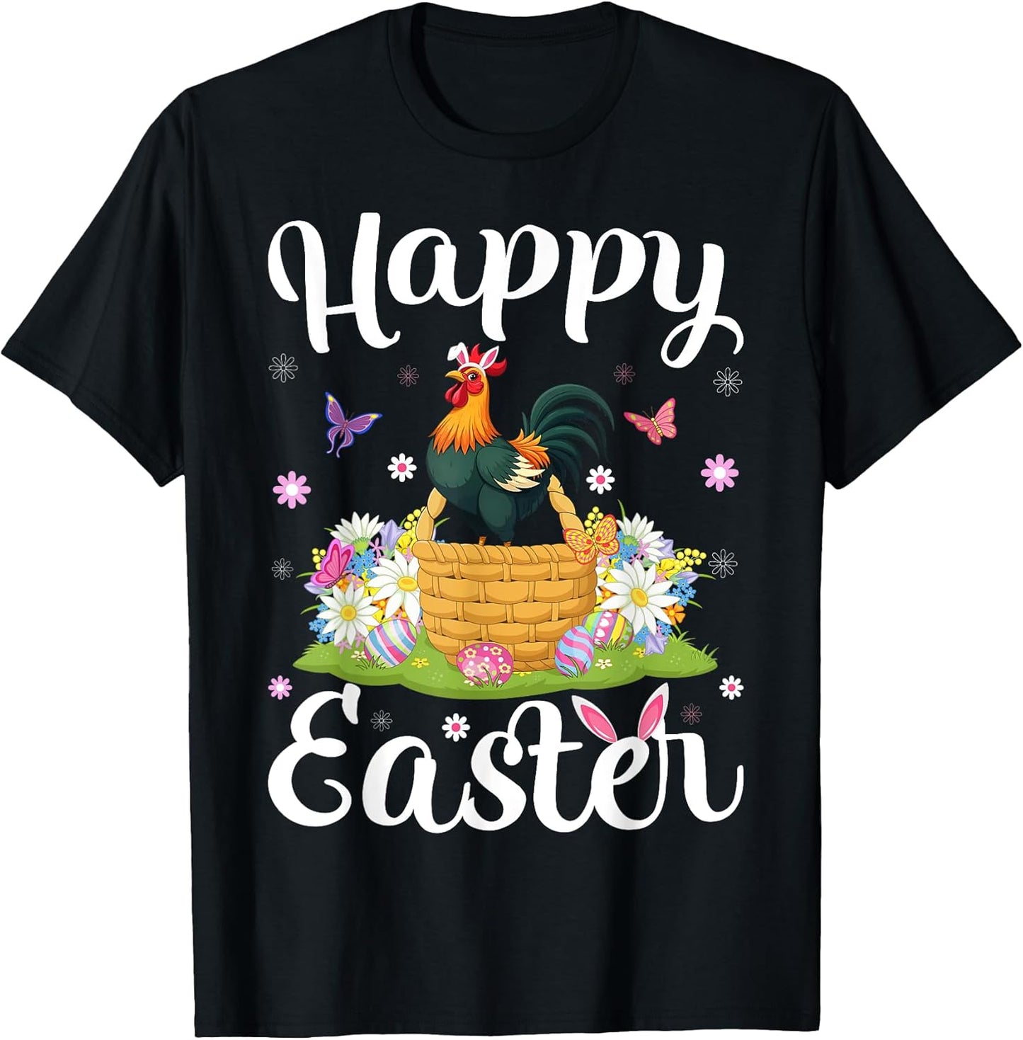 Rooster Happy Easter Egg Hunt Bunny Ear Rooster Easter T-Shirt
