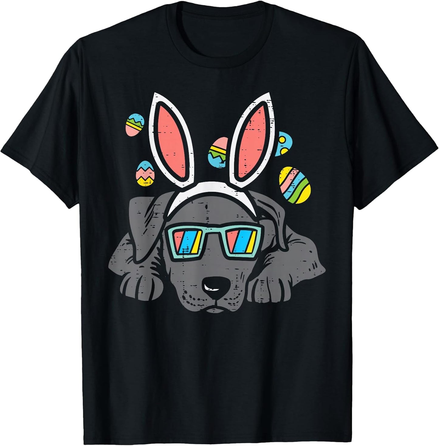 Pitbull Bunny Ears Glasses Easter Eggs Cute Dog Owner Lover T-Shirt
