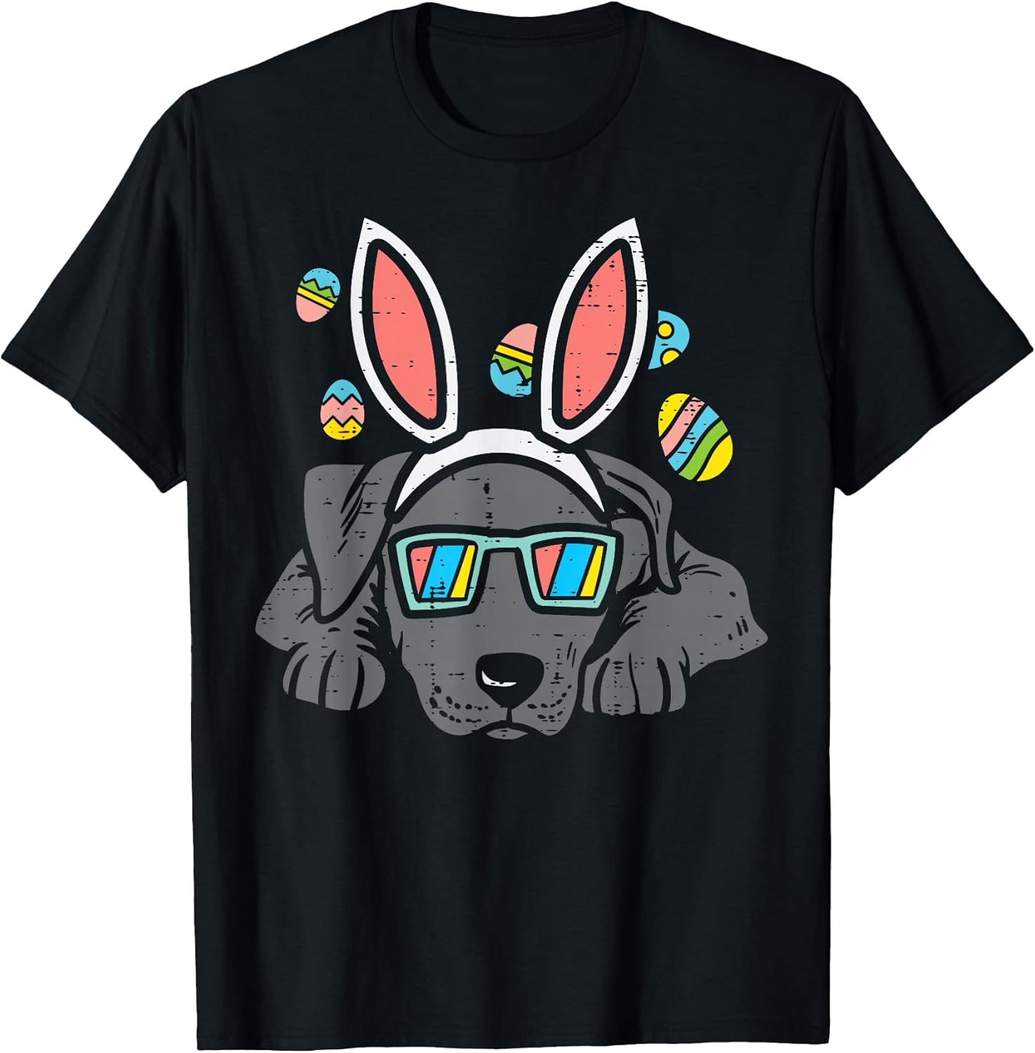 Pitbull Bunny Ears Glasses Easter Eggs Cute Dog Owner Lover T-Shirt