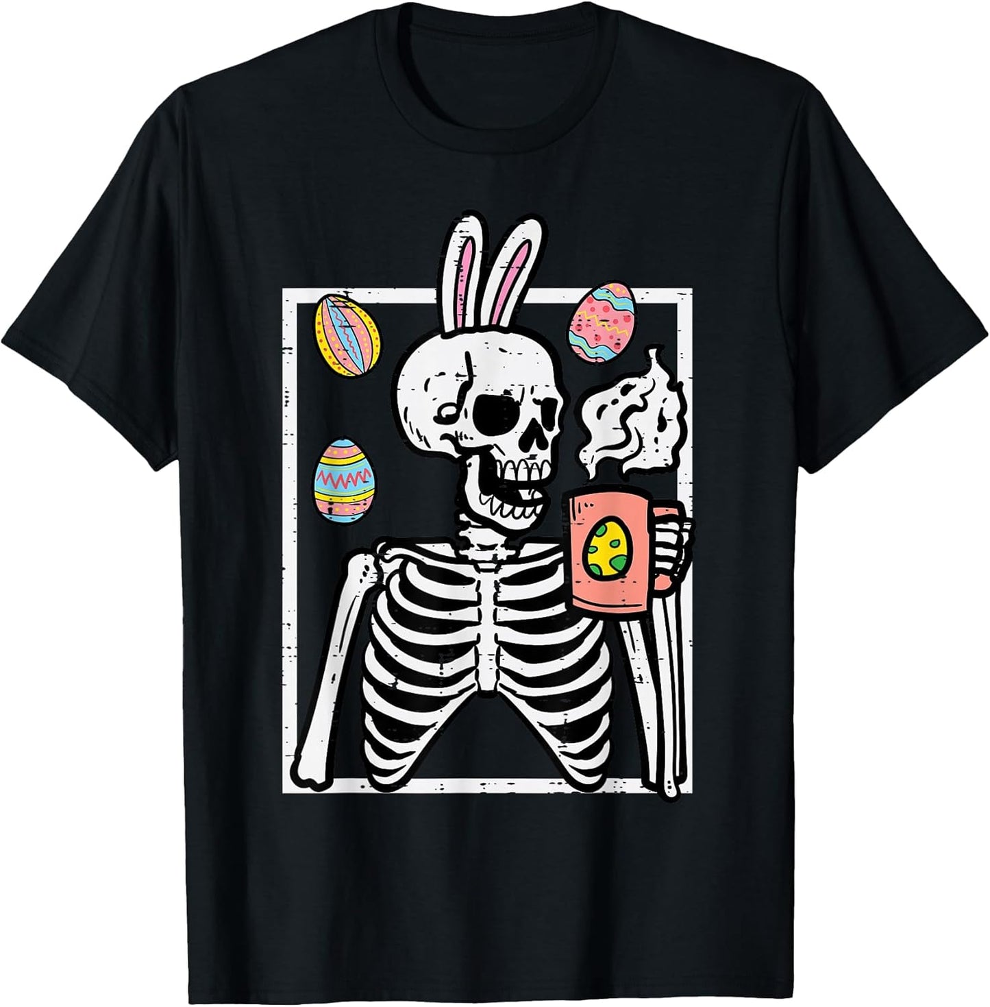 Easter Skeleton Bunny Coffee Rabbit Men Women Kids Teens T-Shirt