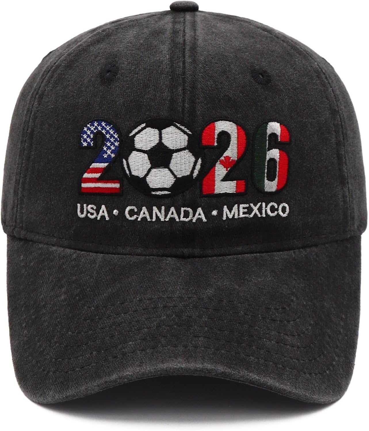 Soccer Hat 2026 Soccer Cap–USA, CAN, MEX Embroidered Baseball Cap,Soccer Fan Gifts Accessories Decorations for Men