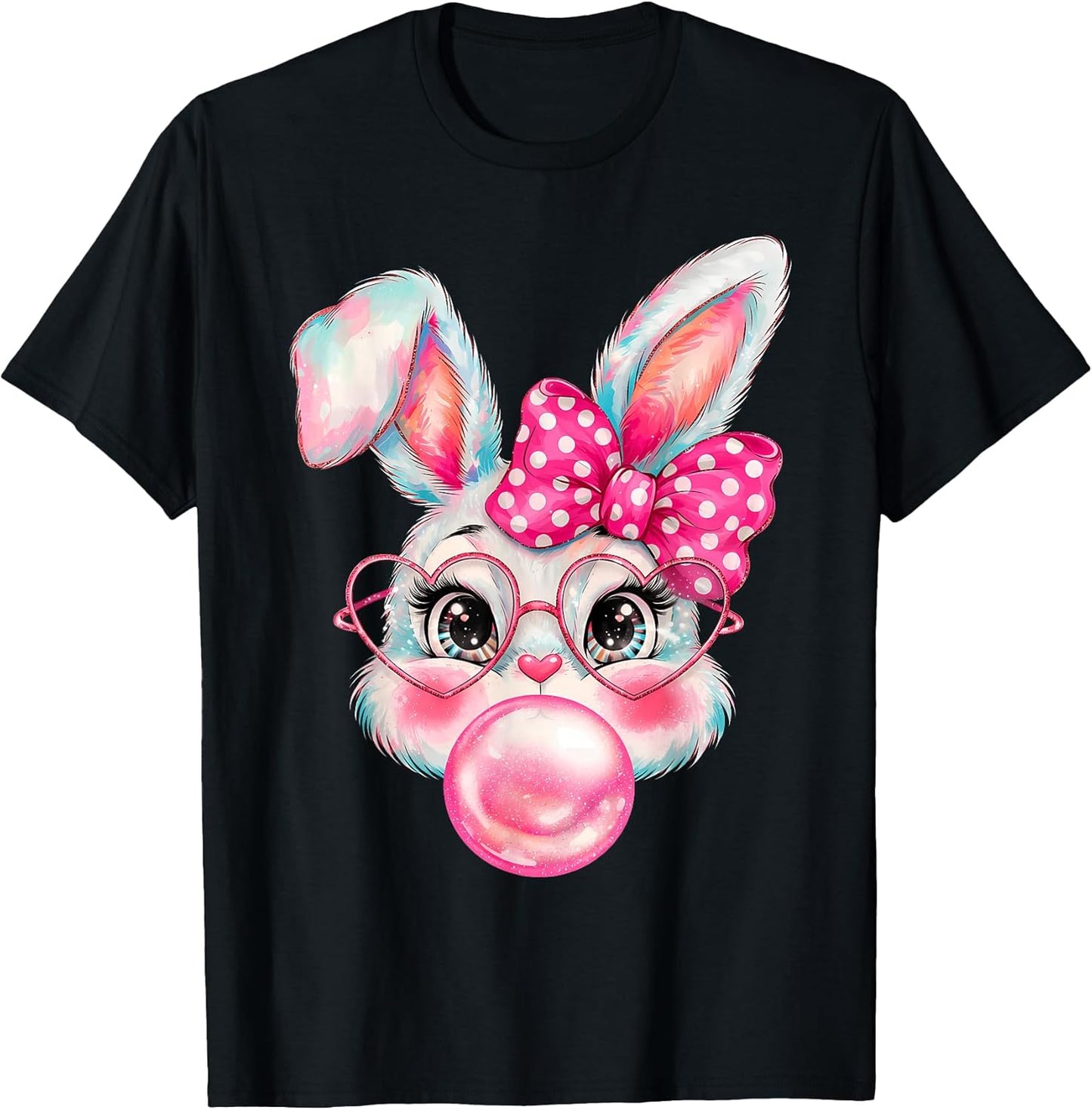 Happy Easter Day Cute Bunny Wearing Glasses Girls Easter T-Shirt