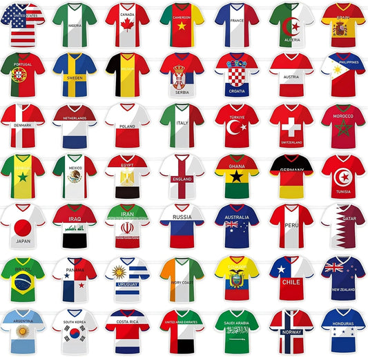 2026 World Cup Soccer Flags Bunting Banner 50 Countries International Country String Flags 50Pcs World Cup Decorations for Sports Themed Parties Olympic Events Outdoor Celebrations Fans Merchandise(Not among the top 48 teams）