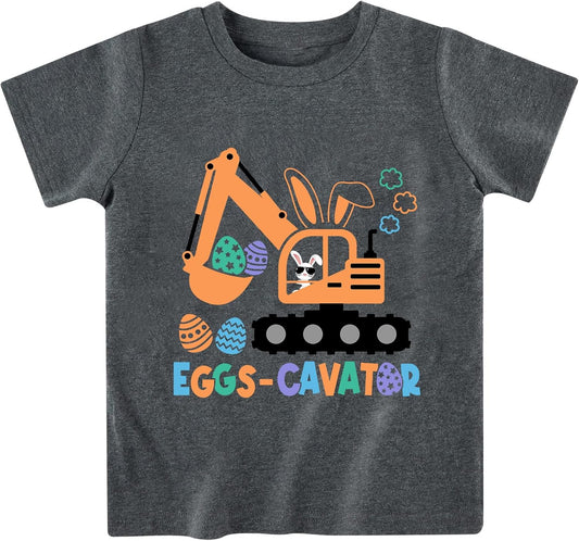 Easter T-Shirts Baby Boys Girls Short Sleeve Shirts Toddler Hip Hop Bunny Egg Tractor Graphic Tees Tops 2-7 Years