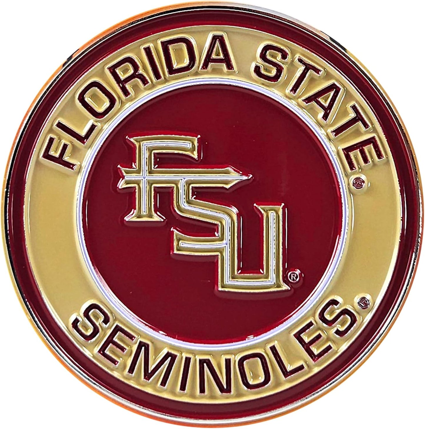 Florida State University Metal 3D Team Emblem by FANMATS – All Weather Decal for Indoor/Outdoor - Easy Peel & Stick Installation on Vehicle, Cooler, Locker - Unique Gift for NCAA Football Fan