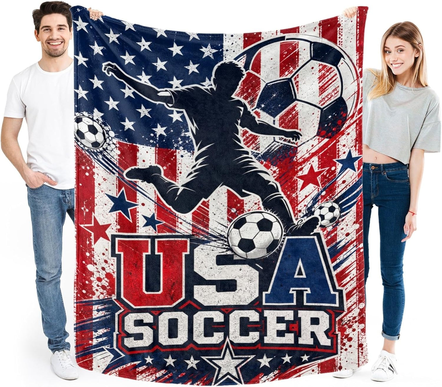 Soccer Throw Blanket for Men Teen Boy Football Fans Soccer Flag Blanket Gifts for Couch Bed Birthday Gift