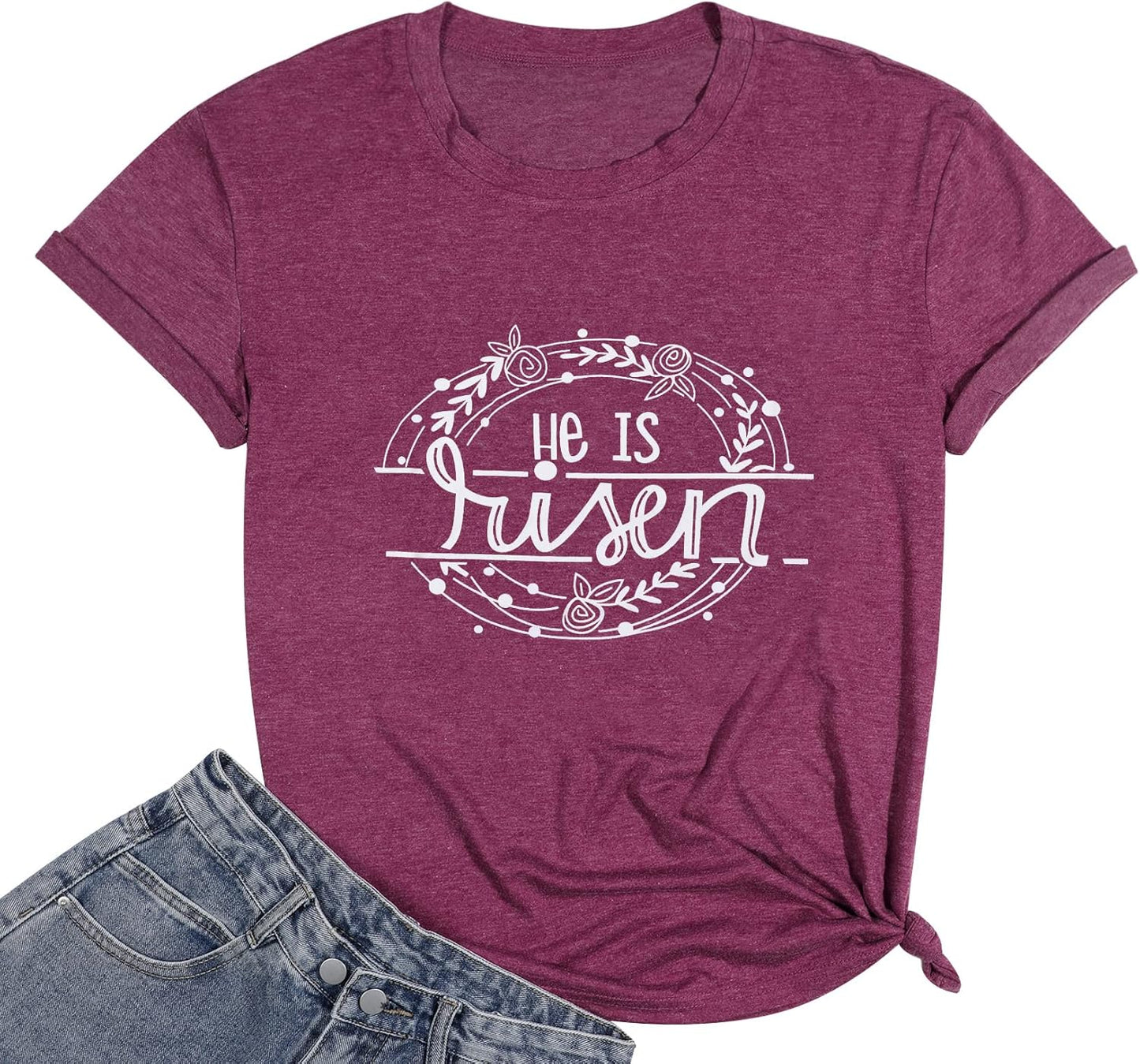 Happy Easter Shirts for Women Floral Rabbit Bunny Shirt Easter Short Sleeve Tee Tops