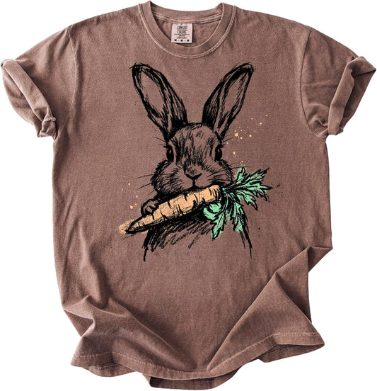 Bunny with Carrot Comfort Colors T-Shirt – Cute Easter Spring Design