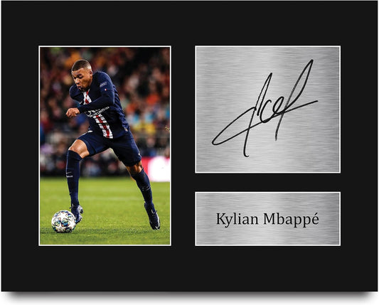 HWC Trading Kylian Mbappe Gifts Signed Printed Autograph Paris Blue and Reds Print Photo Picture Display - US Letter Size