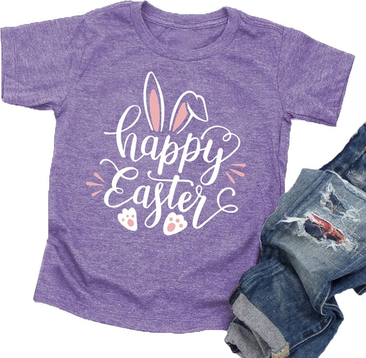 Happy Easter T Shirt Toddler Baby Girls Boys Bunny Rabbit Graphic T-Shirt Easter Egg Letter Print Tees Tops