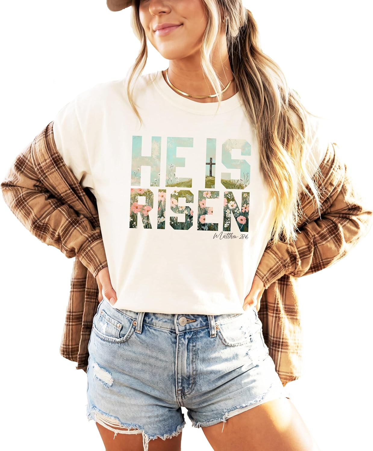 He is Risen Christian Shirt for Women - Easter Faith Graphic Tee