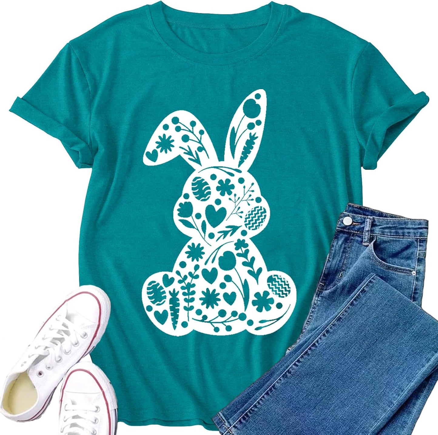 Womens Easter Shirt Happy Easter Eggs Shirts Spring Casual Christian Tee Tops