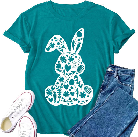 Womens Easter Shirt Happy Easter Eggs Shirts Spring Casual Christian Tee Tops