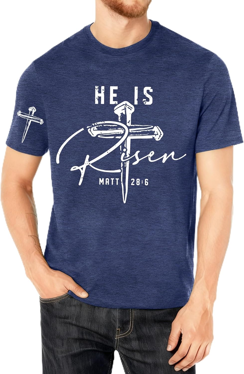 Easter Shirts for Men: He is Risen Graphic Tees Christian T-Shirts Casual Faith Short Sleeve Blouse Tops