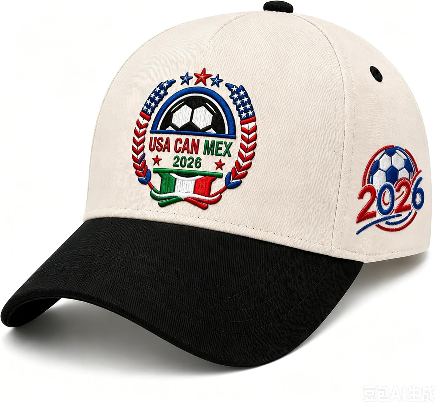2026 Soccer Fan Cap, USA Canada Mexico Inspired Embroidered Cotton Baseball Hat, Adjustable Sports Cap for Men Women