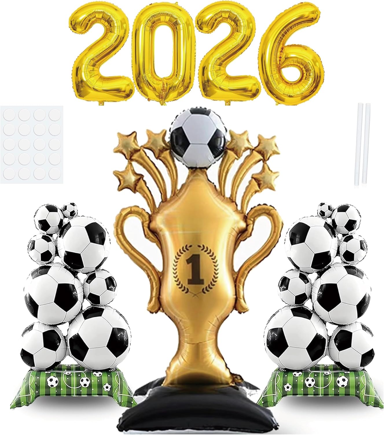 Soccer Party Decorations Balloon Set, Giant Trophy Balloon and Soccer Balloons with 2026 Number Balloons, Soccer Party Supplies for World Cup Party Decorations, Sports Theme Birthday Decor