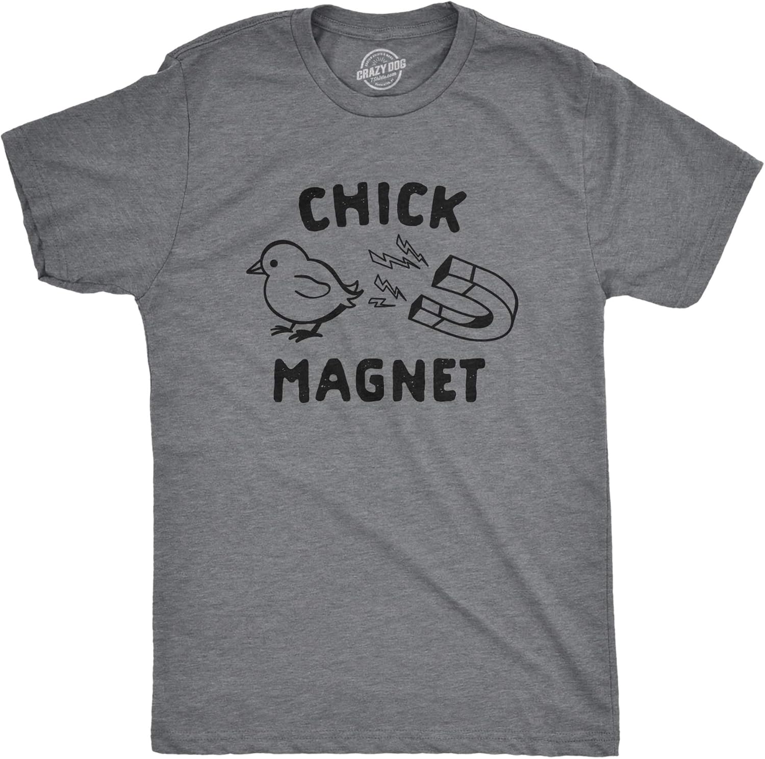 Mens Chick Magnet T Shirt Funny Easter Sunday Baby Chick Holiday Novelty Tee Funny T Shirts Easter Apparel for Men Cool Animal Short Sleeve Novelty Tees Dark Grey S