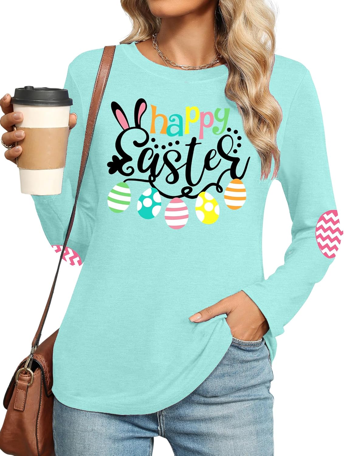 Easter Shirt for Women: Happy Easter Shirts Bunny Shirt Cute Rabbit Graphic T Shirts Casual Long Sleeve Tee Tops