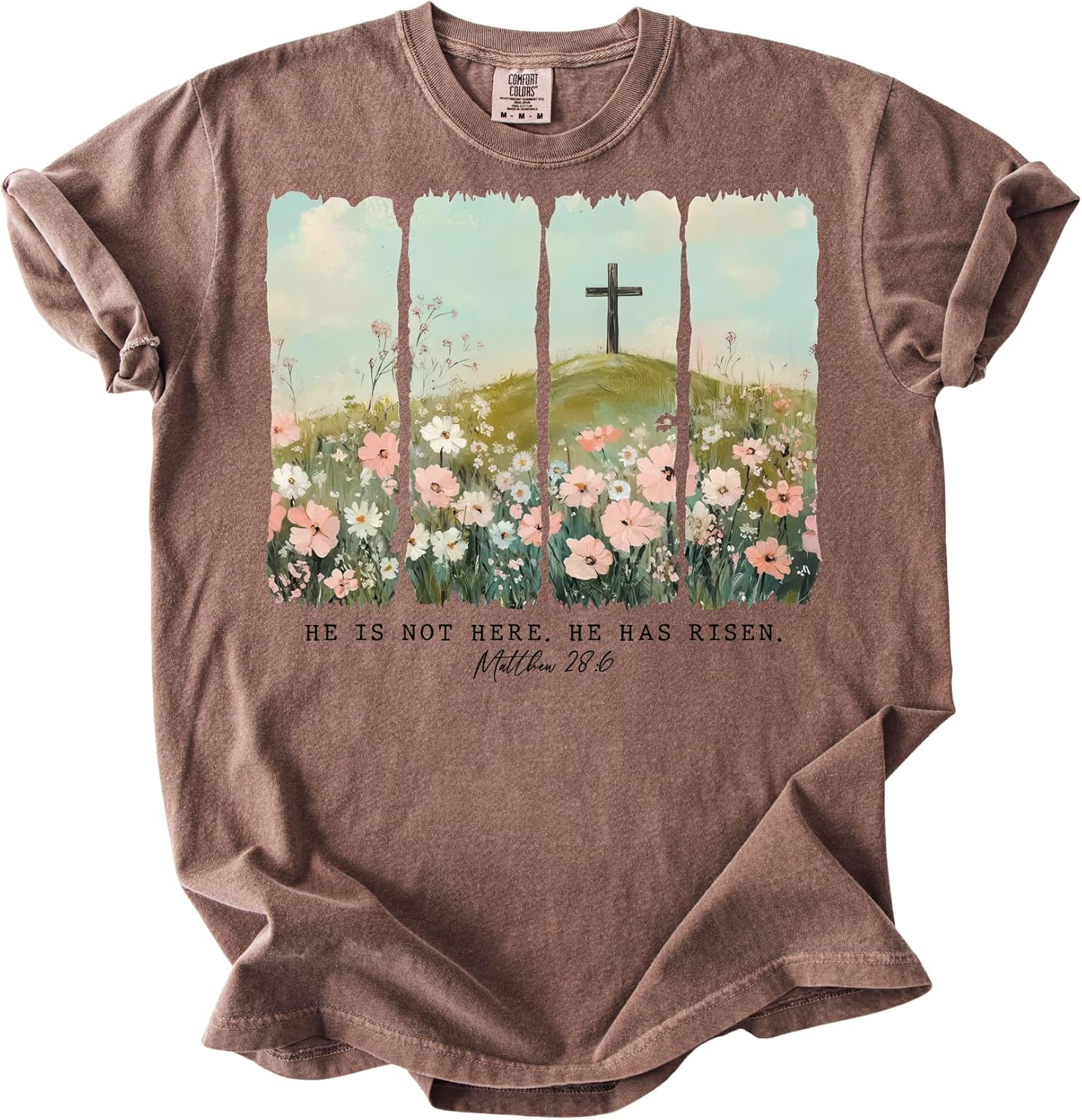 Comfort Colors He is Risen Cross Graphic T-Shirt – Matthew 28:6